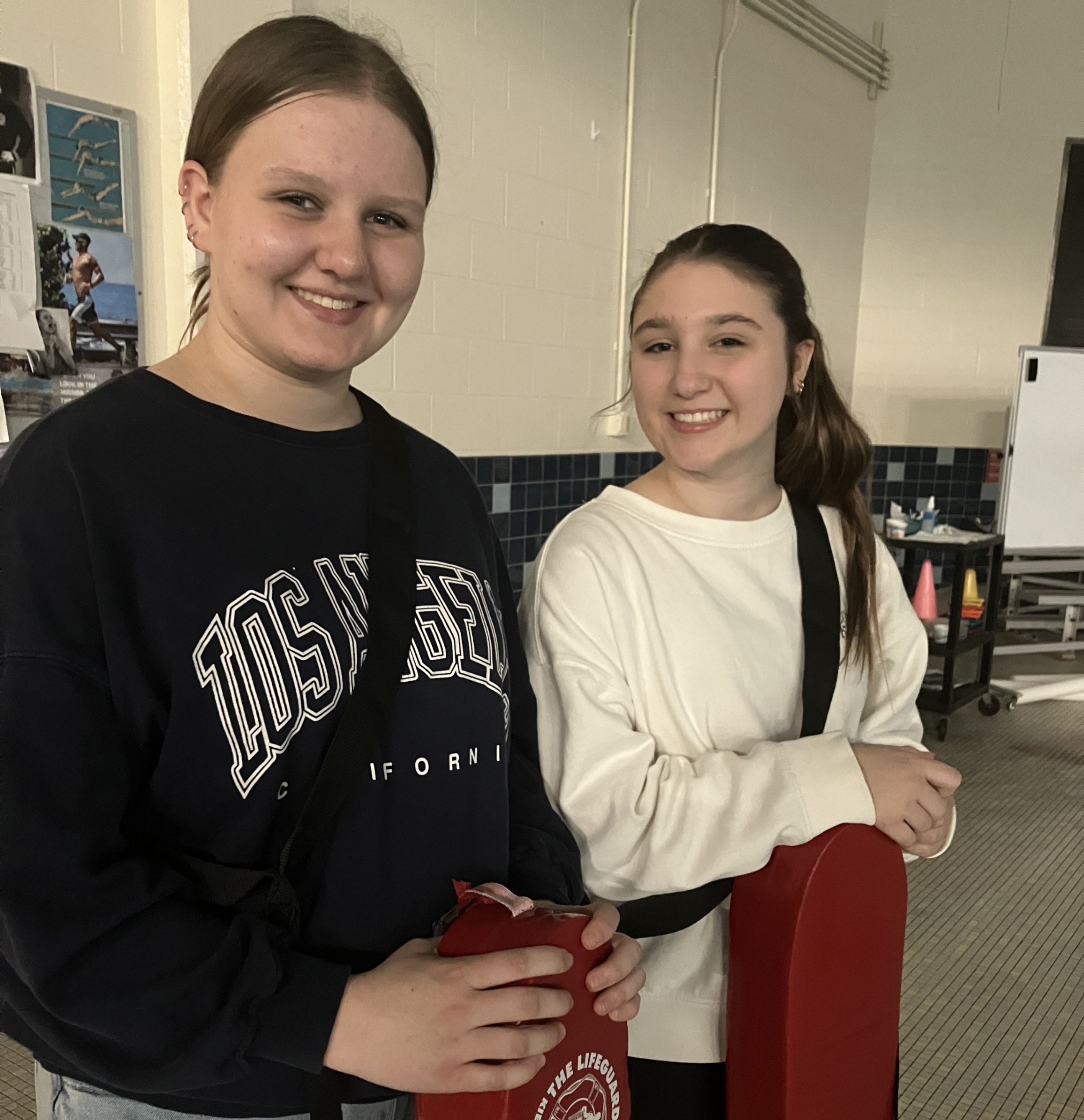 Students held a Dive in Movie to raise funds for a local fund bank.